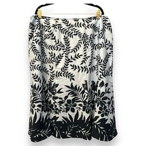 Susan Graver Plus Size 1X Floral Blue Skirt A Line Casual‎ Office Stretch Waist